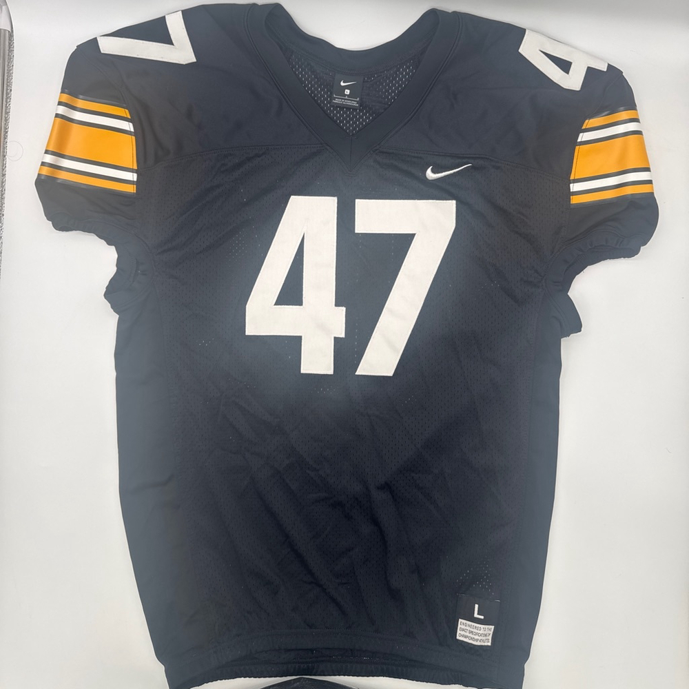 Men's Nike Black White Yellow Football Jersey Size L #47